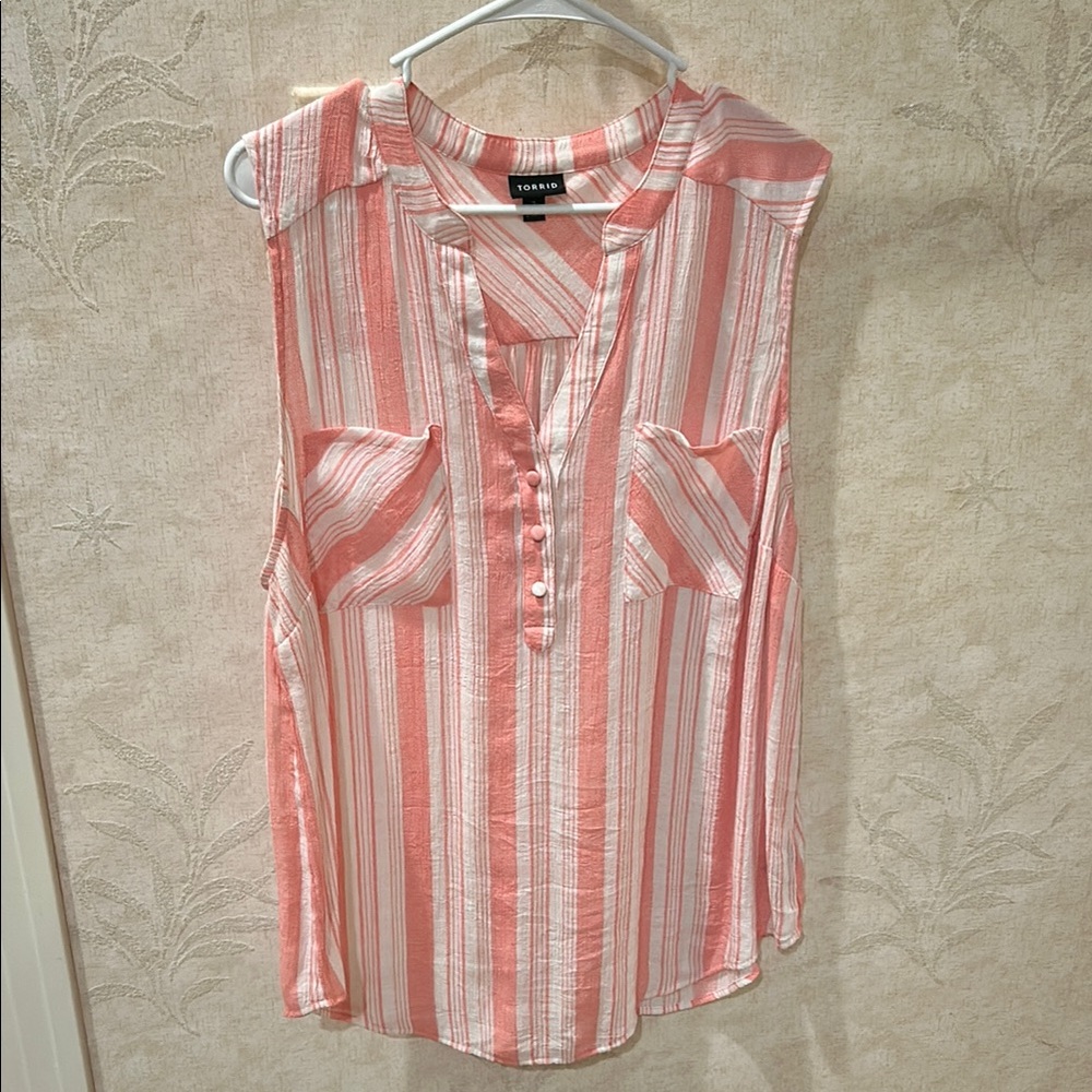 Striped Pink Sleeveless Top
